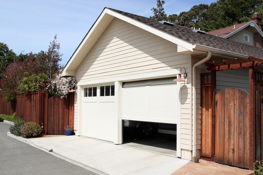 an open white garage